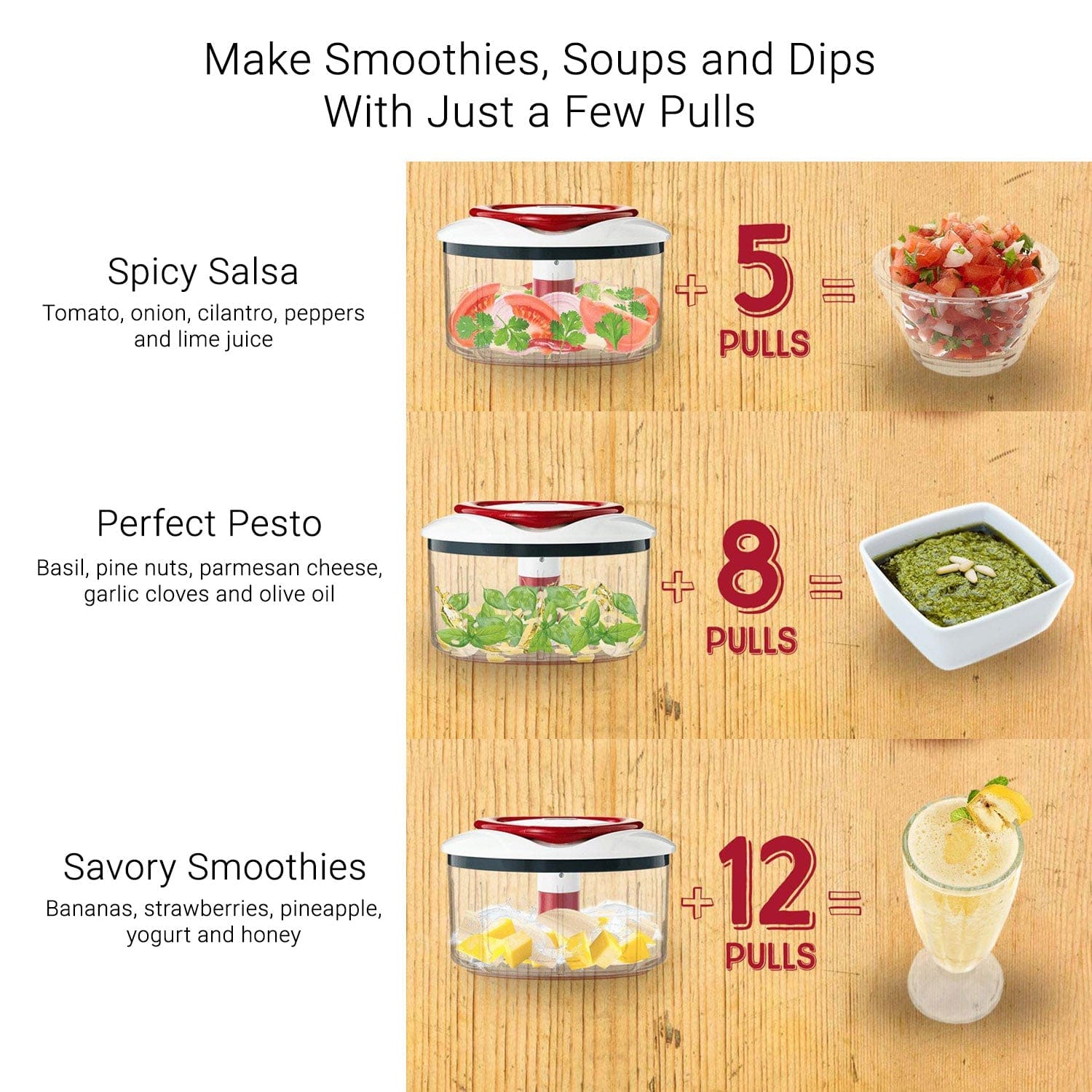 Easy Pull Food Processor and Manual Food Chopper