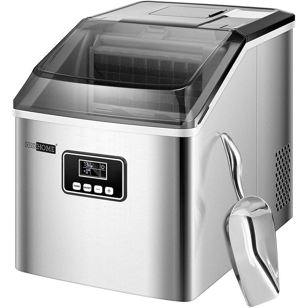 VIVOHOME Countertop 40 lbs Day Portable Ice Maker with Scoop in Silver