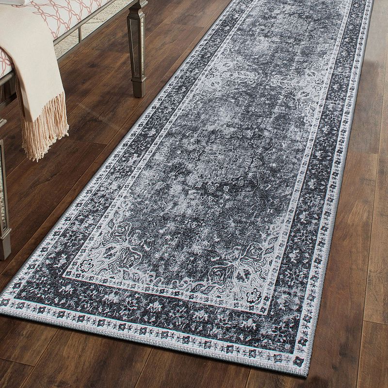 World Rug Gallery Traditional Distressed Medallion Machine Washable Area Rug