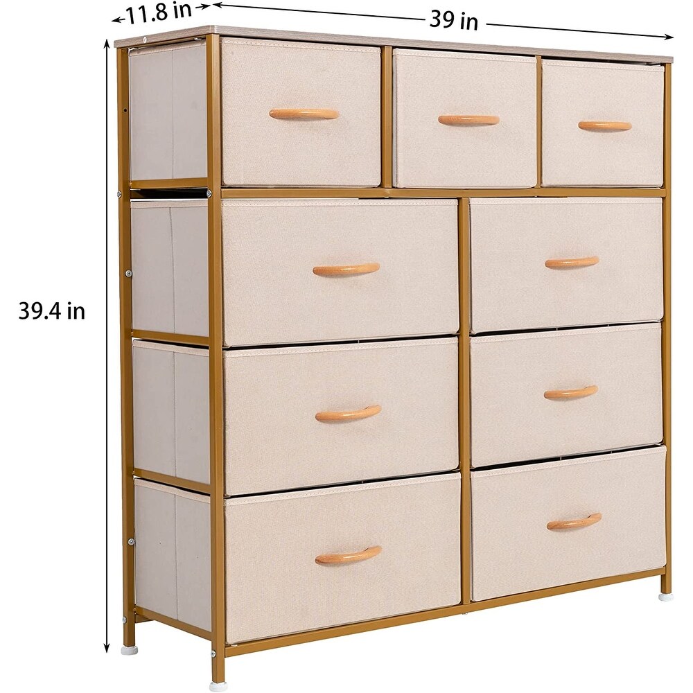 Wide Dresser Storage Tower with 9 Drawers