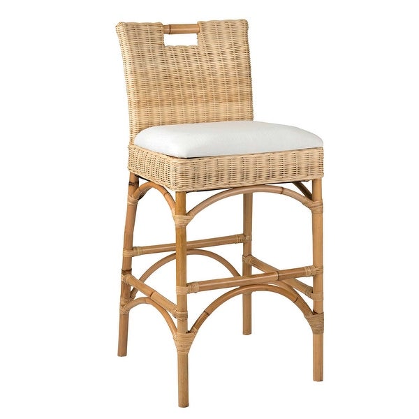 Natural Rattan Cushioned Stool