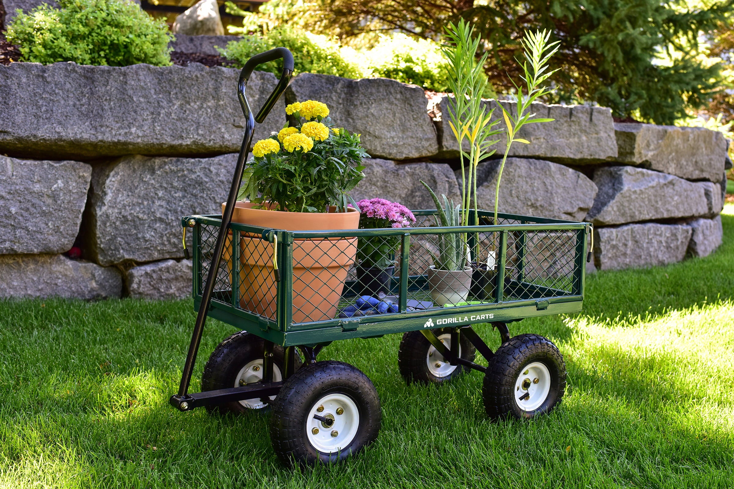 Gorilla Carts GOR400 400-lb. Steel Mesh Garden Cart with 10" Tires