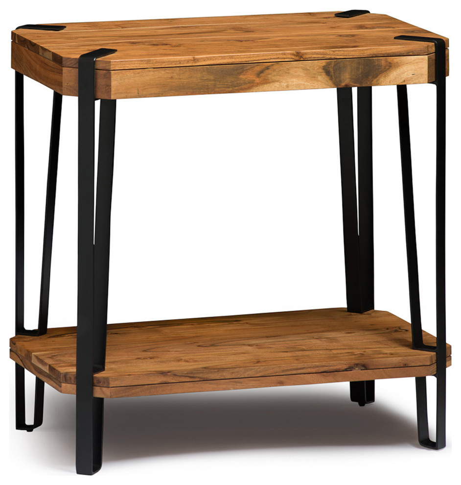 Ryegate Natural Solid Wood  Metal End Table  Natural   Industrial   Side Tables And End Tables   by Bolton Furniture  Inc.  Houzz