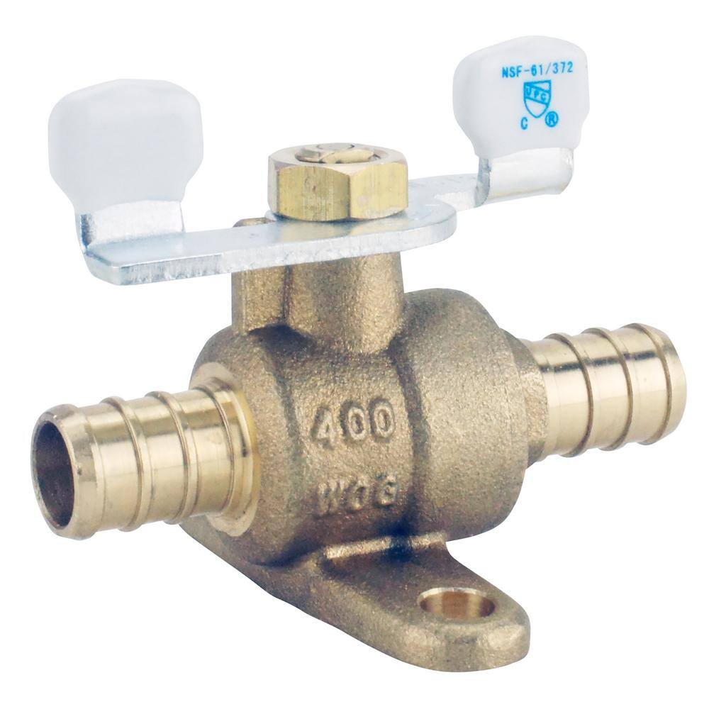 Apollo 12 in. Brass PEX-B Barb Ball Valve with Tee Handle and Mounting Pad APXV12T