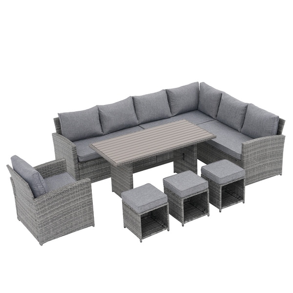 Outdoor 8piece Wicker conversation set Patio Sofa Furniture