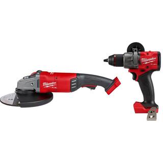 MW M18 FUEL 18-Volt Lithium-Ion Brushless Cordless 7 in.9 in. Angle Grinder with M18 FUEL Hammer Drill 2785-20-2904-20