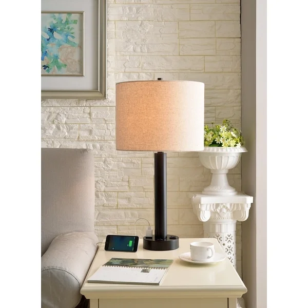 Nora Oil Rubbed Bronze Table Lamp - 2 Outlets