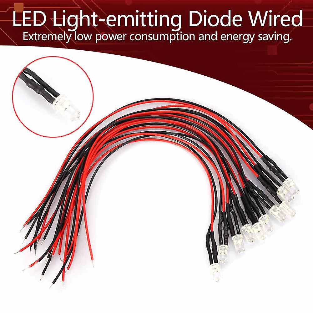 10pcs 12v 5mm Led Light Emitting Diode Wired Multicolor Led Light Cable 20cm 0.06w(#2)