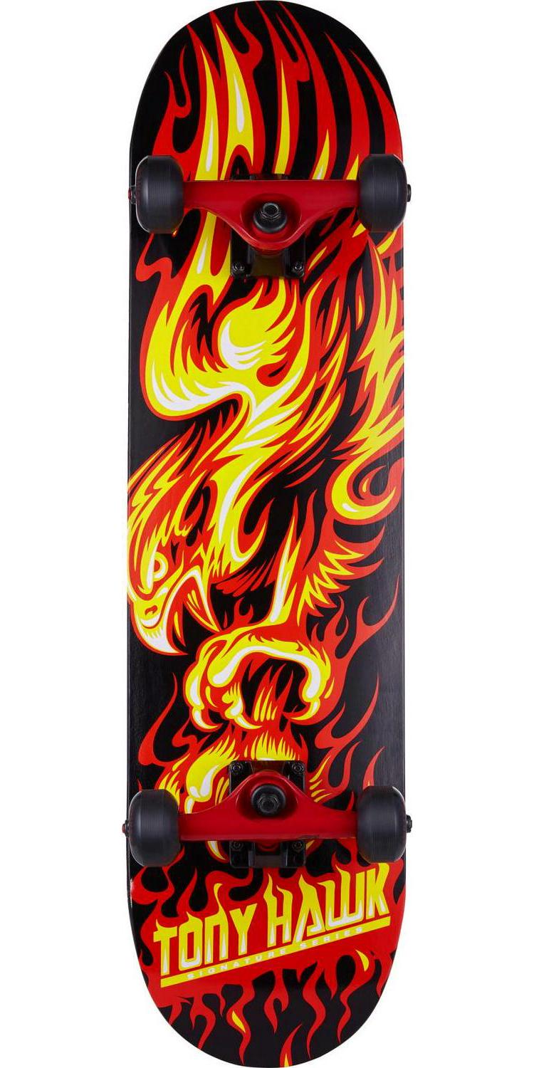 Tony Hawk Series 4 Popsicle Flame Hawk Skateboard， 7 ply Maple， 58mm x 45mm Polyurethane Cast Performance Wheels