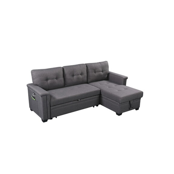 Nathan Dark Gray Reversible Sleeper Sectional Sofa...