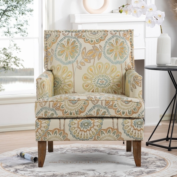 Fabric Accent Chairs for Living Room with Nailheads