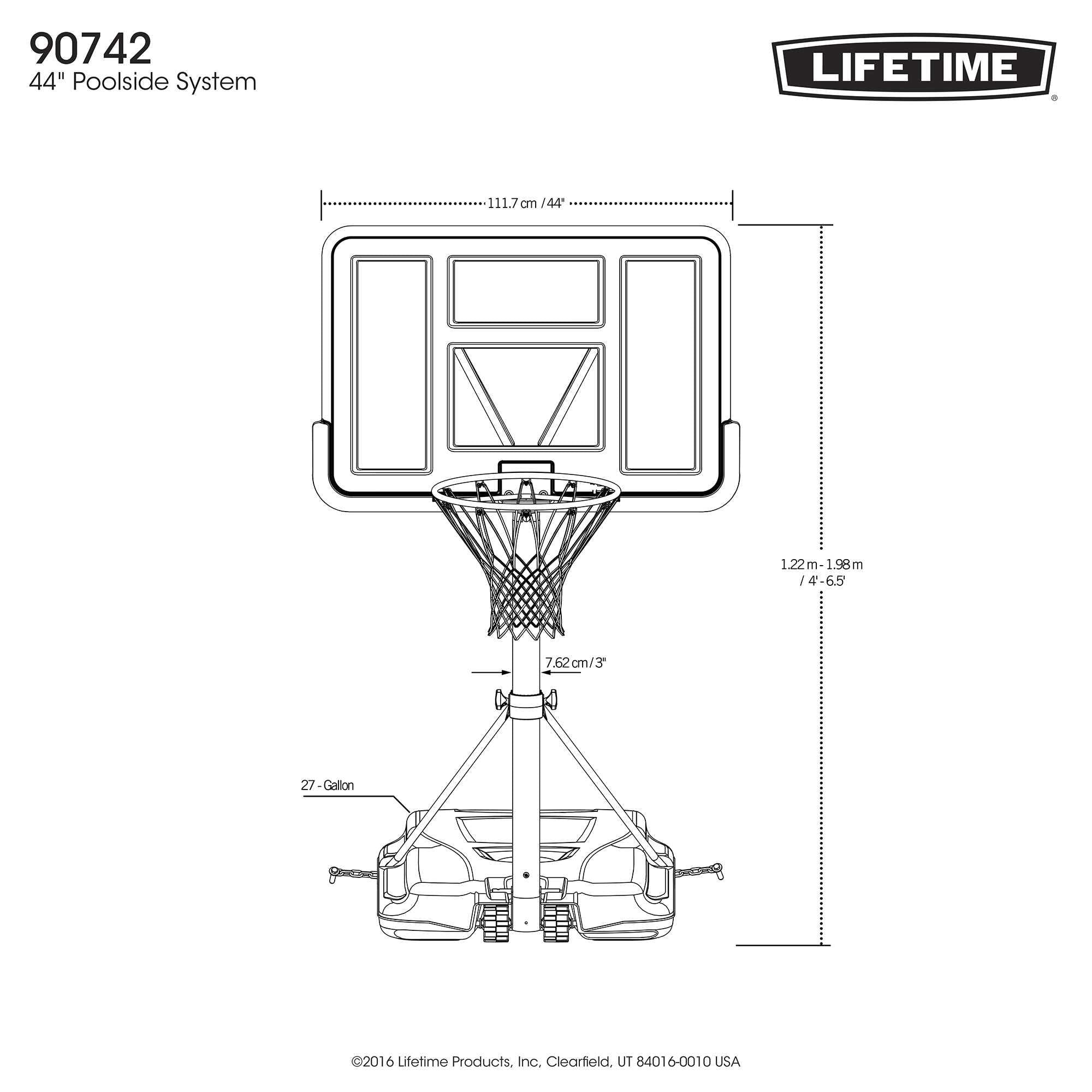 Lifetime Poolside Adjustable Portable Basketball Hoop (90742)