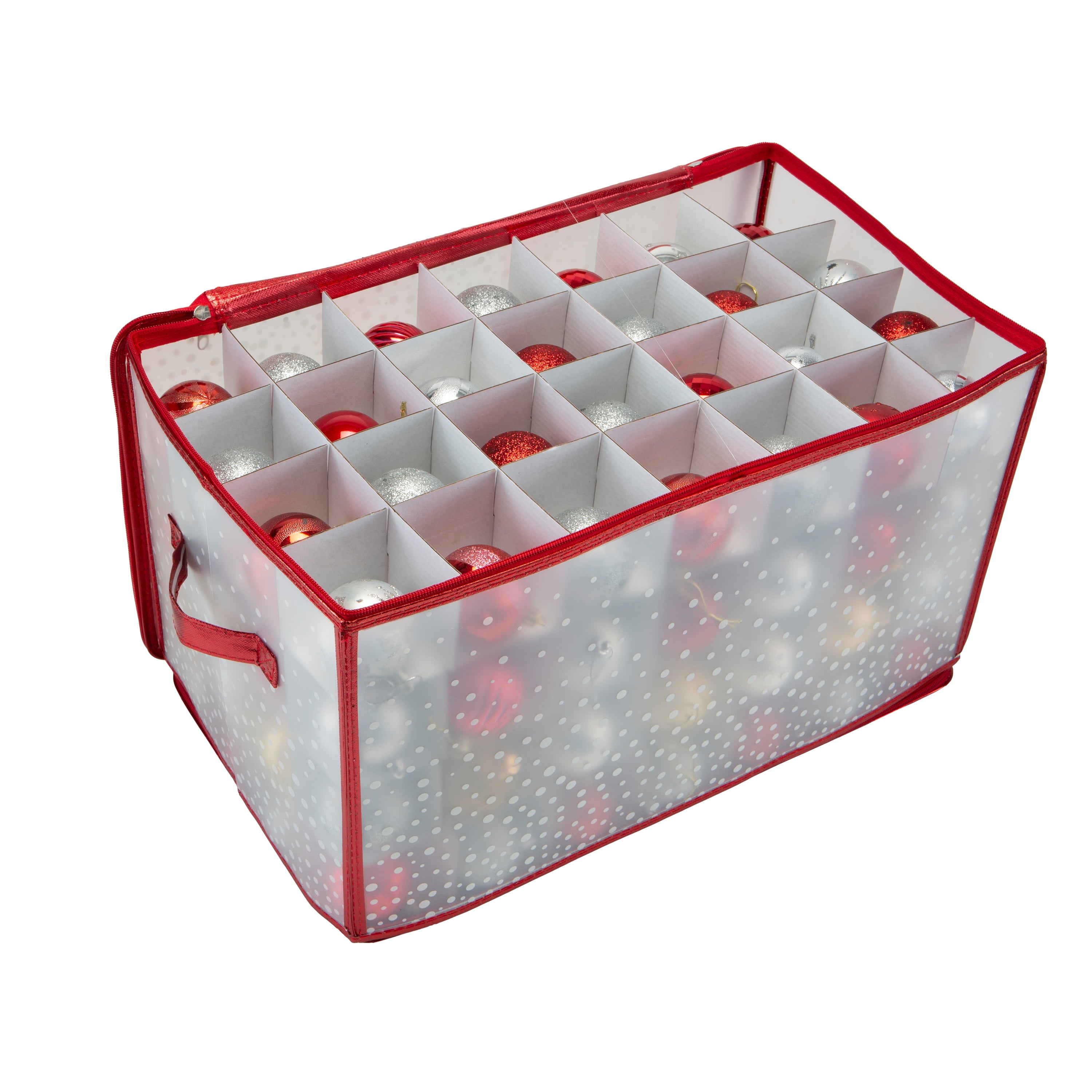 Simplify 112-Count Plastic Ornament Organizer, Red