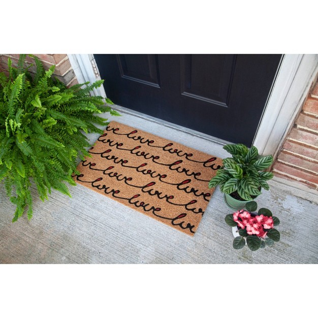 X 2 x27 4 quot Love Letter Indoor outdoor Coir Doormat Red black Entryways