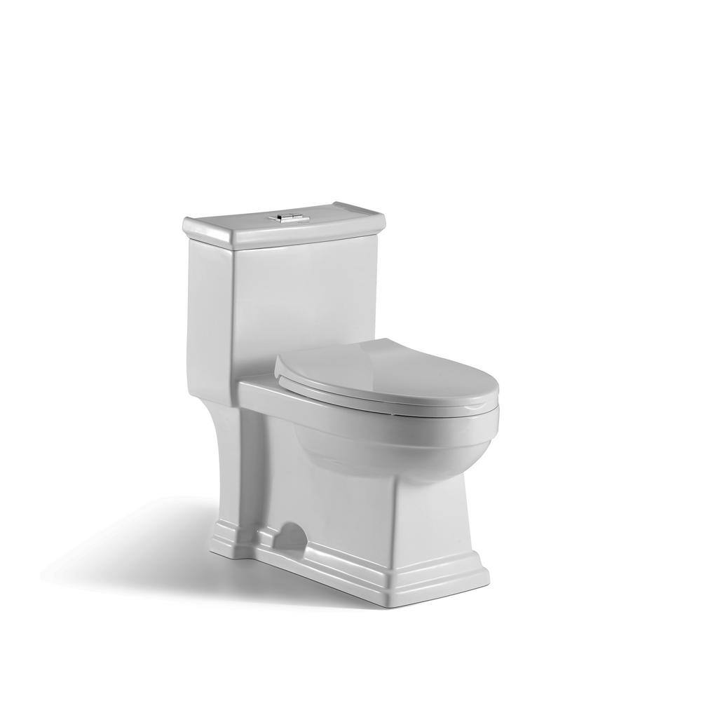 innoci-usa Block 1-piece 1.0 GPF1.5 GPF High Efficiency Dual Flush Elongated Toilet in White 81276i