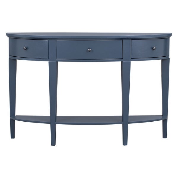 Modern and Minimalist Style Curved Console Table with 3 drawers and 1 Shelf， Sofa Table for Hallway， Entryway， Living Room， Bedroom