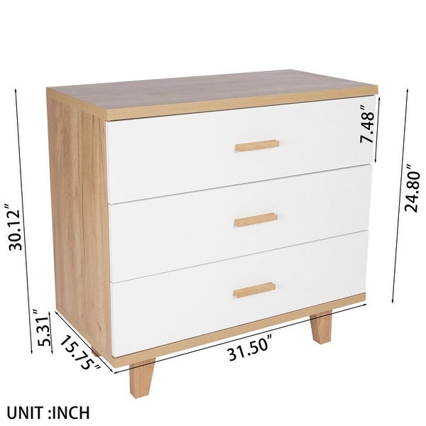 3-Drawer Chest Bedside Table Storage Cabinet - - 36400179