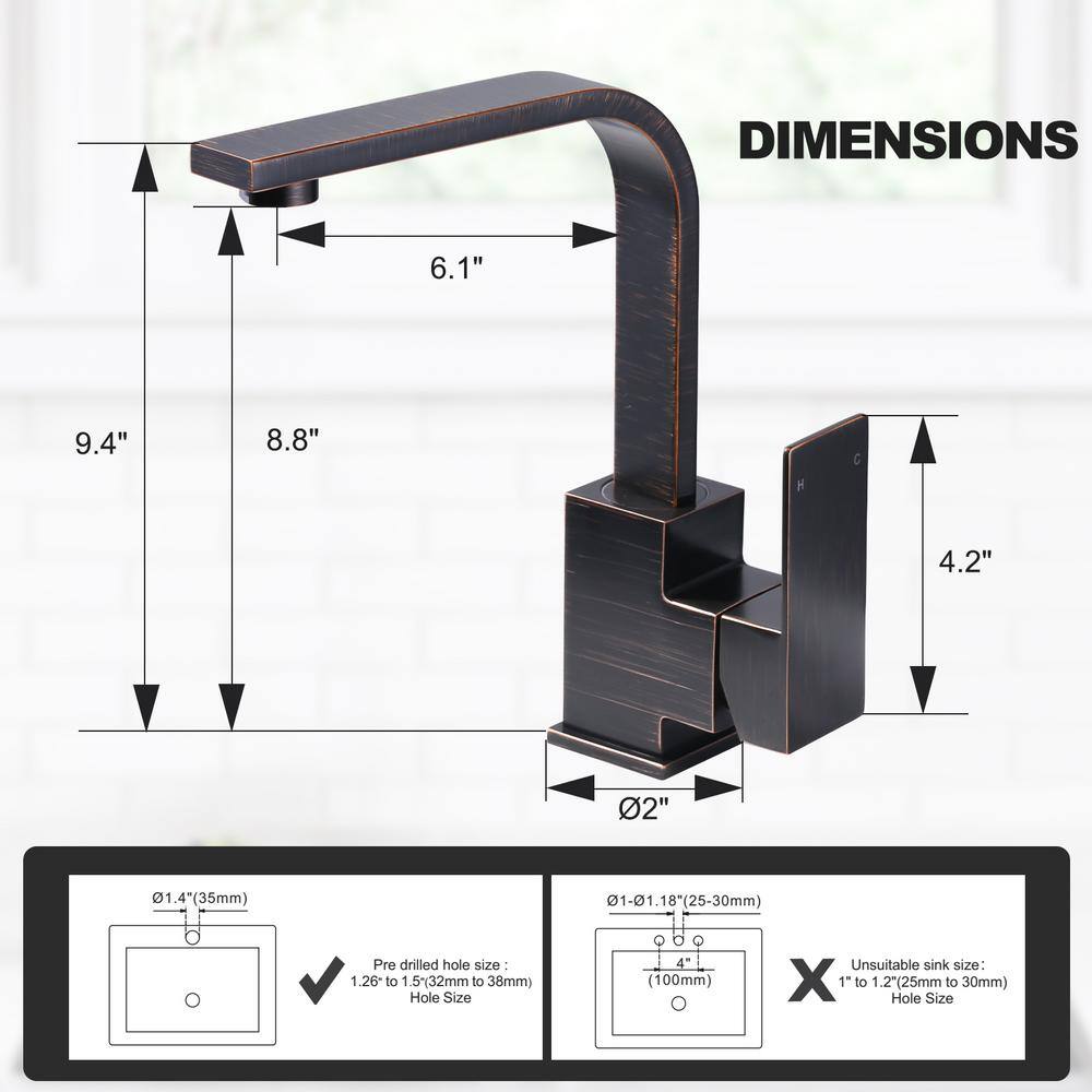 IVIGA Foundations Single Handle Bar Faucet Deckplate Not Included in Oil Rubbed Bronze VSK23RB