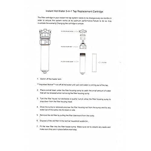 Westbrass Under Sink In-Line Water Filter Unit and Cartridge for Instant Hot or Pure Water Dispenser Faucets White F400