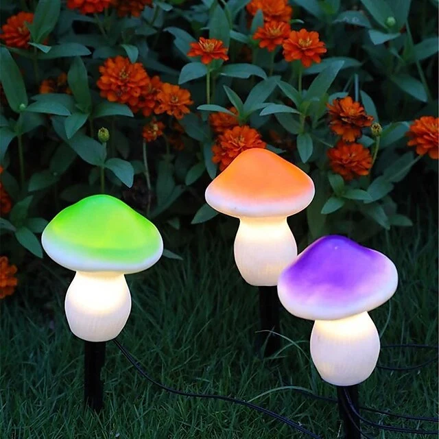 3 PCS Solar Garden Light Outdoor Lawn Light Simulation Mushroom Light Villa Decoration Waterproof Ground Light Small Night Light Landscape Lighting