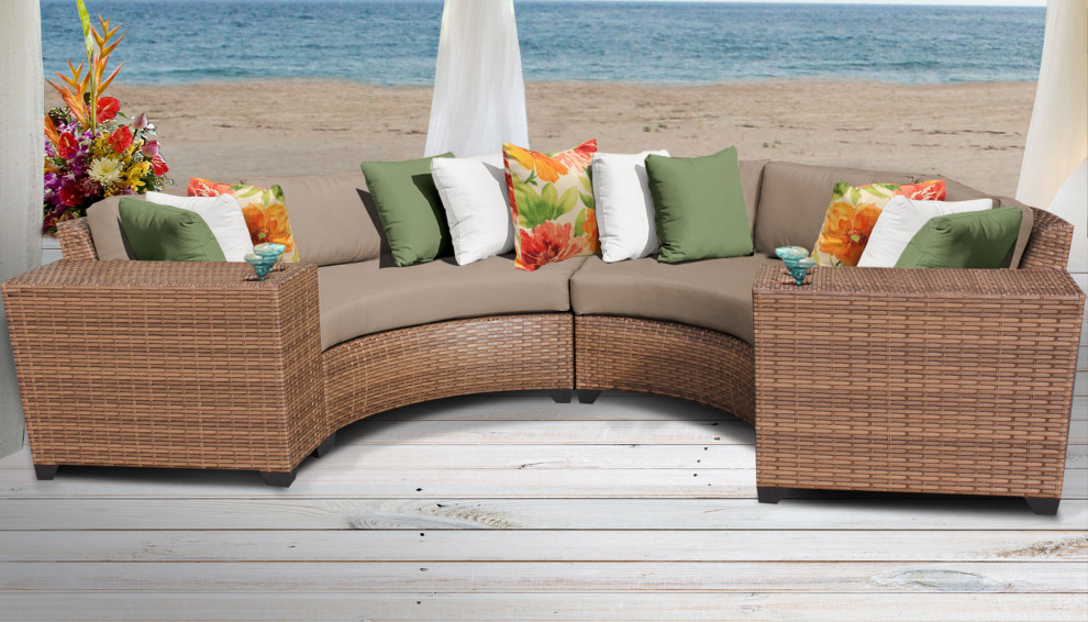 Laguna 4 Piece Outdoor Wicker Patio Furniture Set 04c   Tropical   Outdoor Lounge Sets   by Homesquare  Houzz