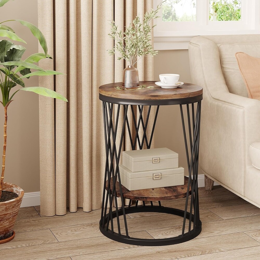 2 Tier Bedside Table Nightstand Slim Coffee Snack Table