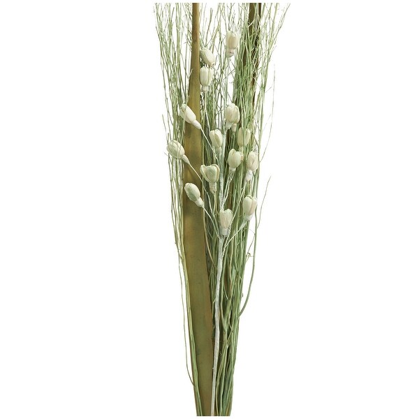 Green Dried Plant Handmade Tall Floral Bouquet Branch Natural Foliage with Grass Stems