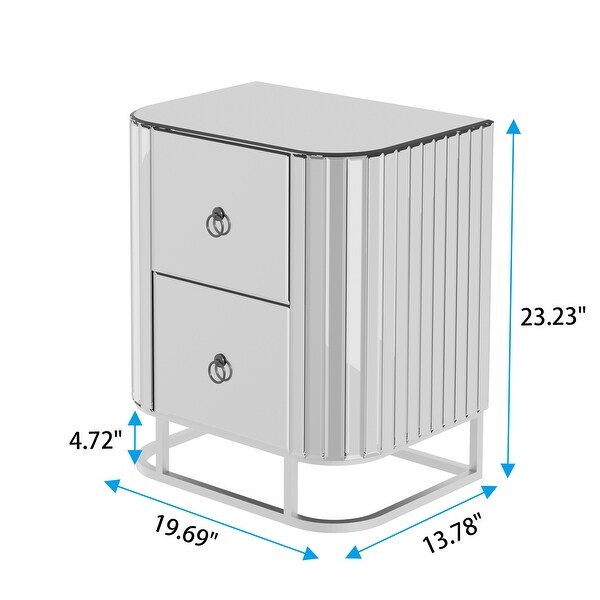 Mirrored Nightstand， Bedside Table， Grey End Table for Bedroom，Living - - 36307983