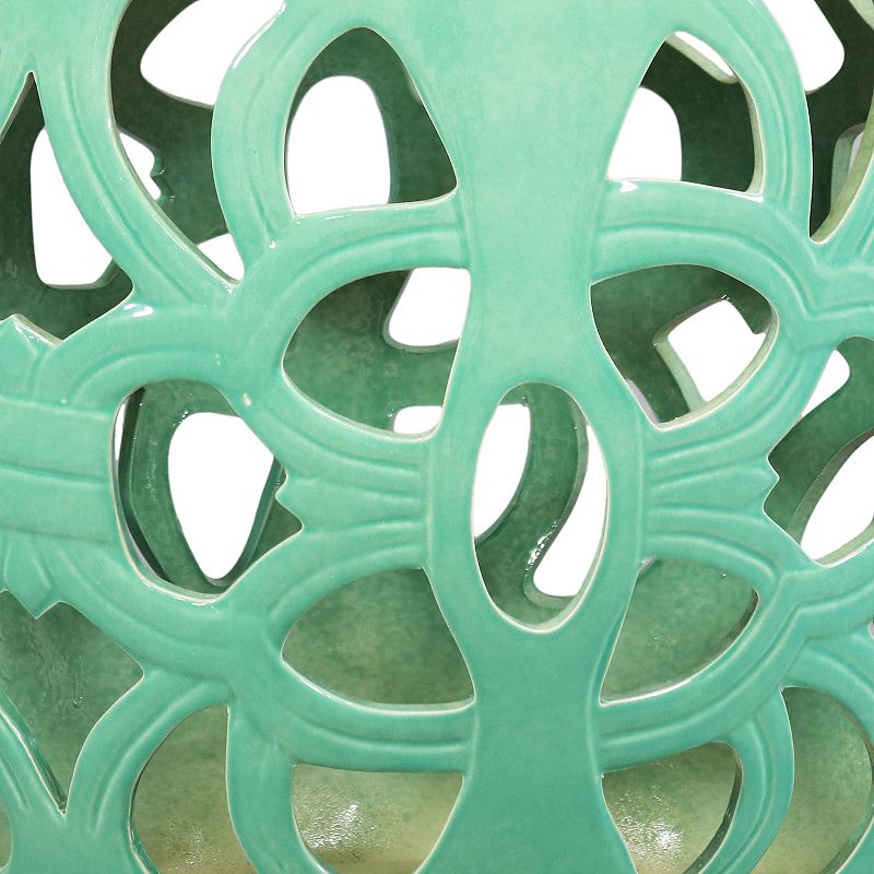 Sunnydaze Knotted Quatrefoil Decorative Ceramic Garden Stool - Jade - 18