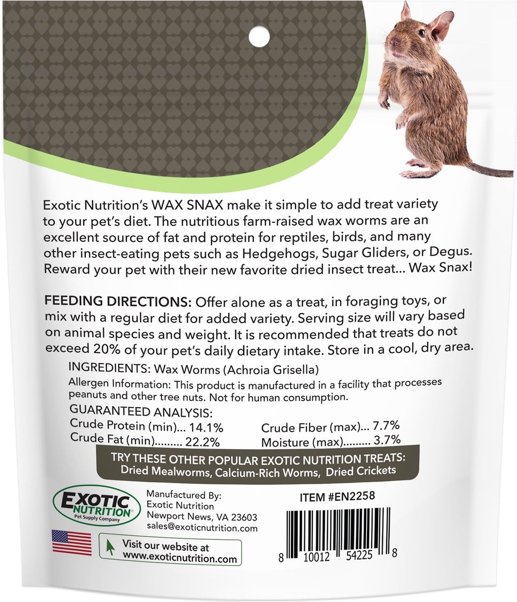 Exotic Nutrition Wax Snax Small Animal Treats， 1-oz bag