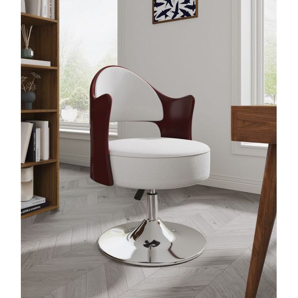 Bopper Adjustable Height Swivel Accent Chair in White and Polished Chrome