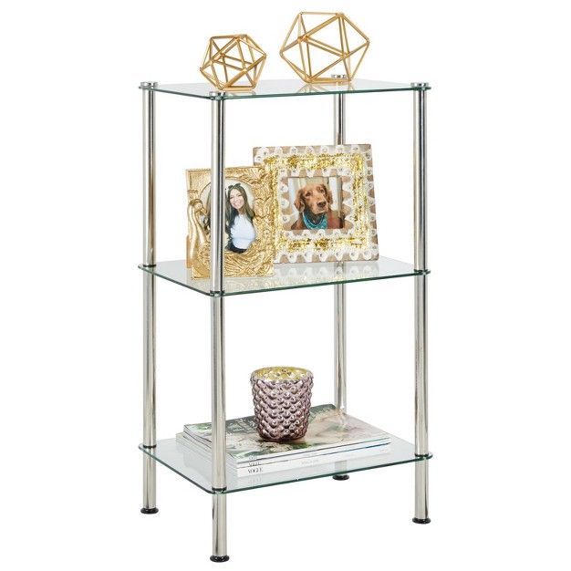 Mdesign Metal glass Tiered Storage Tower With Open Glass Shelves