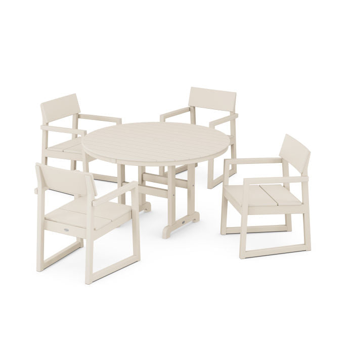 Polywood EDGE 5-Piece Round Farmhouse Dining Set PWS1359-1