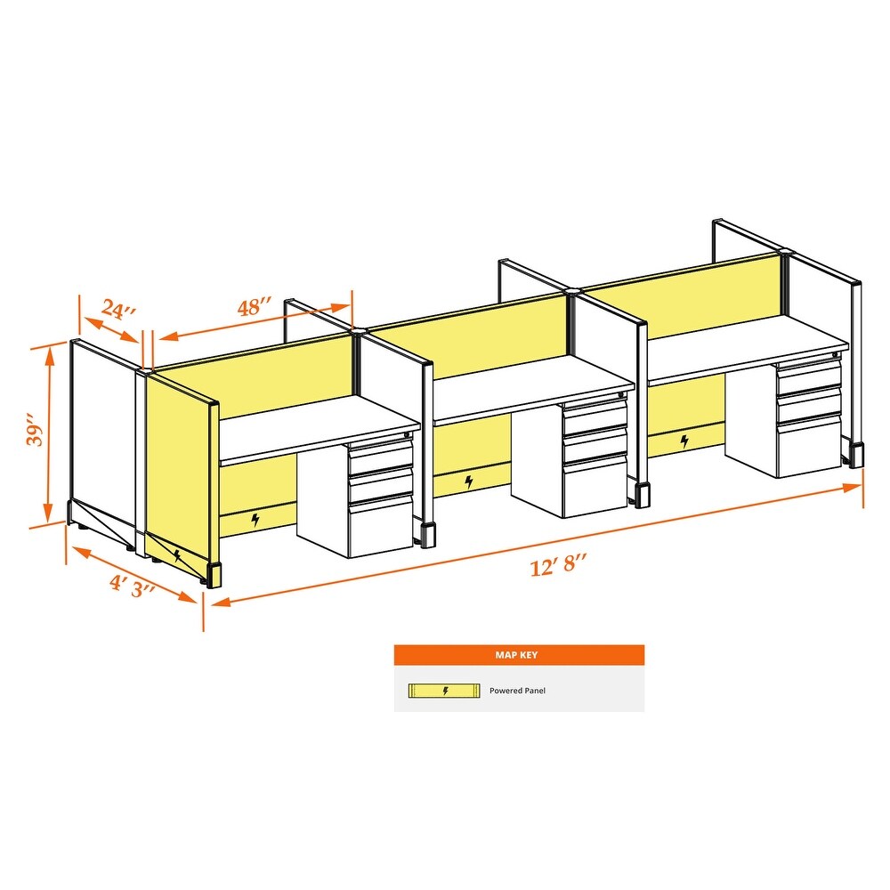 Small Cubicles 39H 6pack Cluster Powered