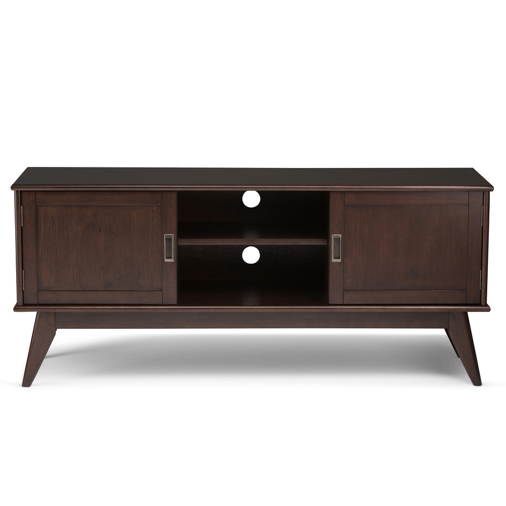 WYNDENHALL Tierney SOLID HARDWOOD 60 inch Wide Mid Century Modern TV Media Stand For TVs up to 65 inches   60\