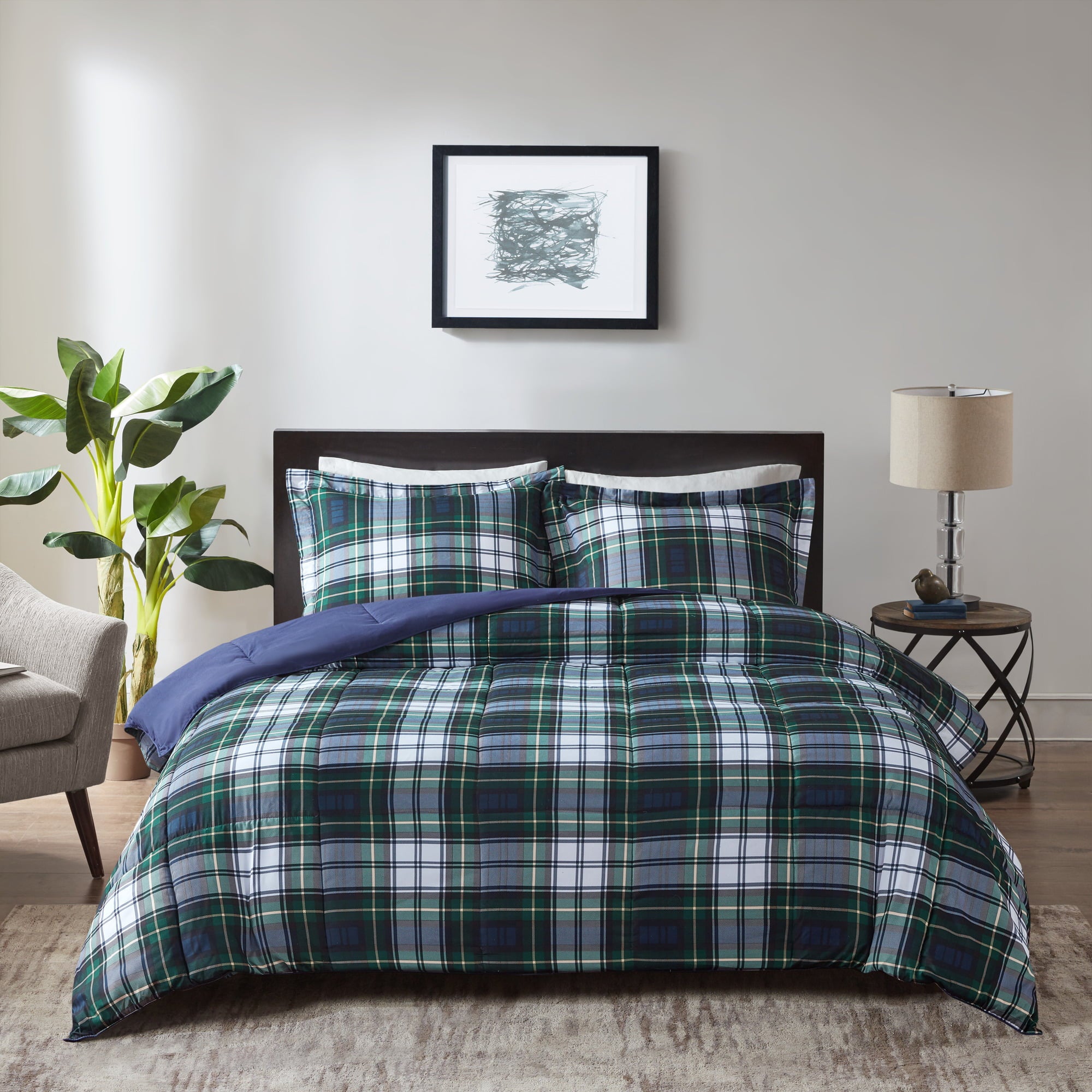 Home Essence Hartford 3M Down Alternative Comforter Mini Set， Full/Queen， Navy