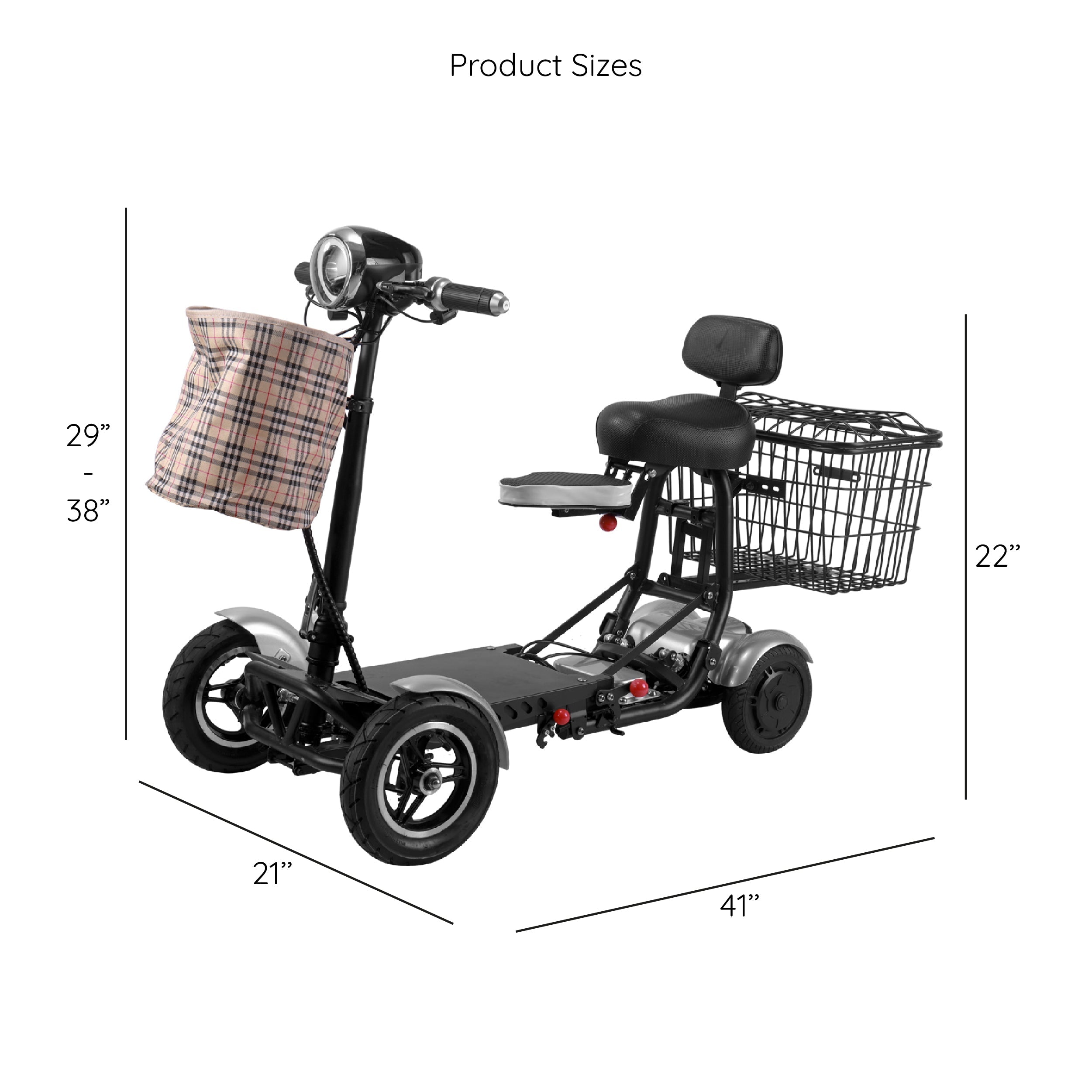 Electric Motorized Compact Medical Scooter 265 lb Capacity Airline Friendly