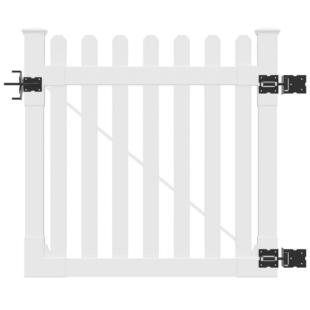 WamBam Fence 4 ft. x 4 ft. Premium Vinyl Classic Picket Fence Gate with Powder Coated Stainless Steel Hardware VG13006