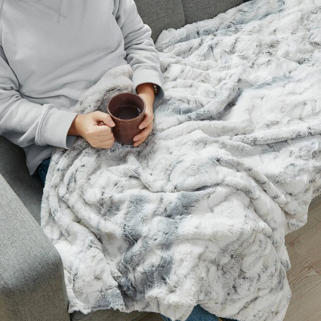 Oversized Aina Faux Fur Throw Blanket Madison Park