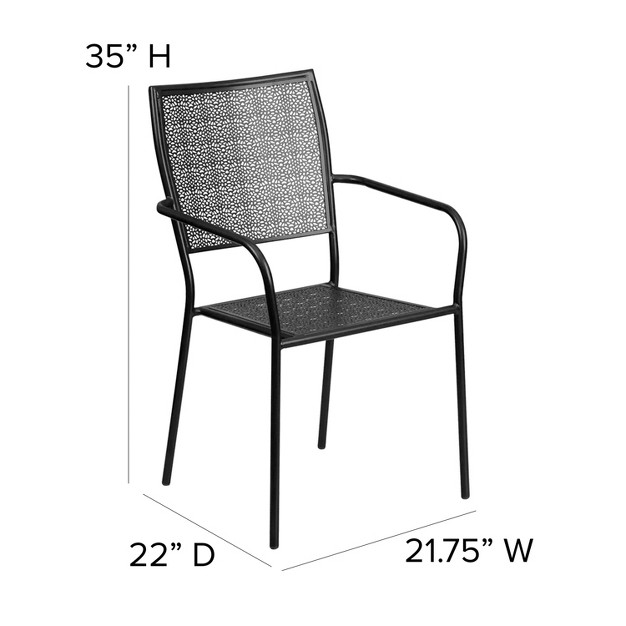 Flash Furniture Commercial Grade Indoor outdoor Steel Patio Arm Chair With Square Back