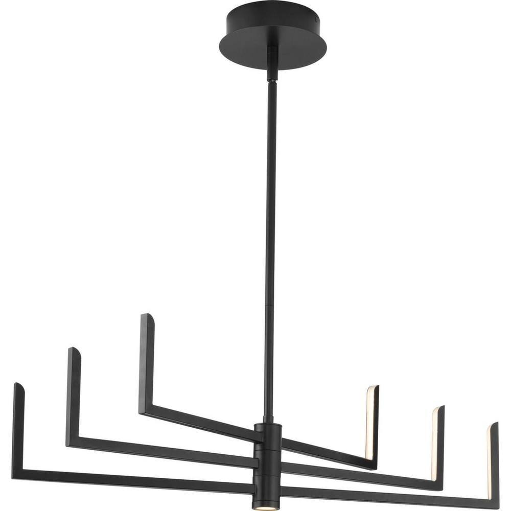 Progress Lighting Pivot LED Collection 6-Light Matte Black Frosted Glass LED Modern Chandelier Light P400260-031-30