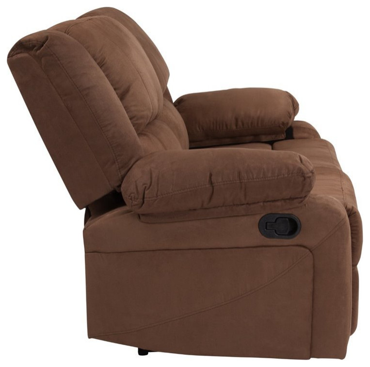 Home Square 2 Piece Reclining Microfiber Upholstery Loveseat Set in Brown   Transitional   Living Room Furniture Sets   by Homesquare  Houzz