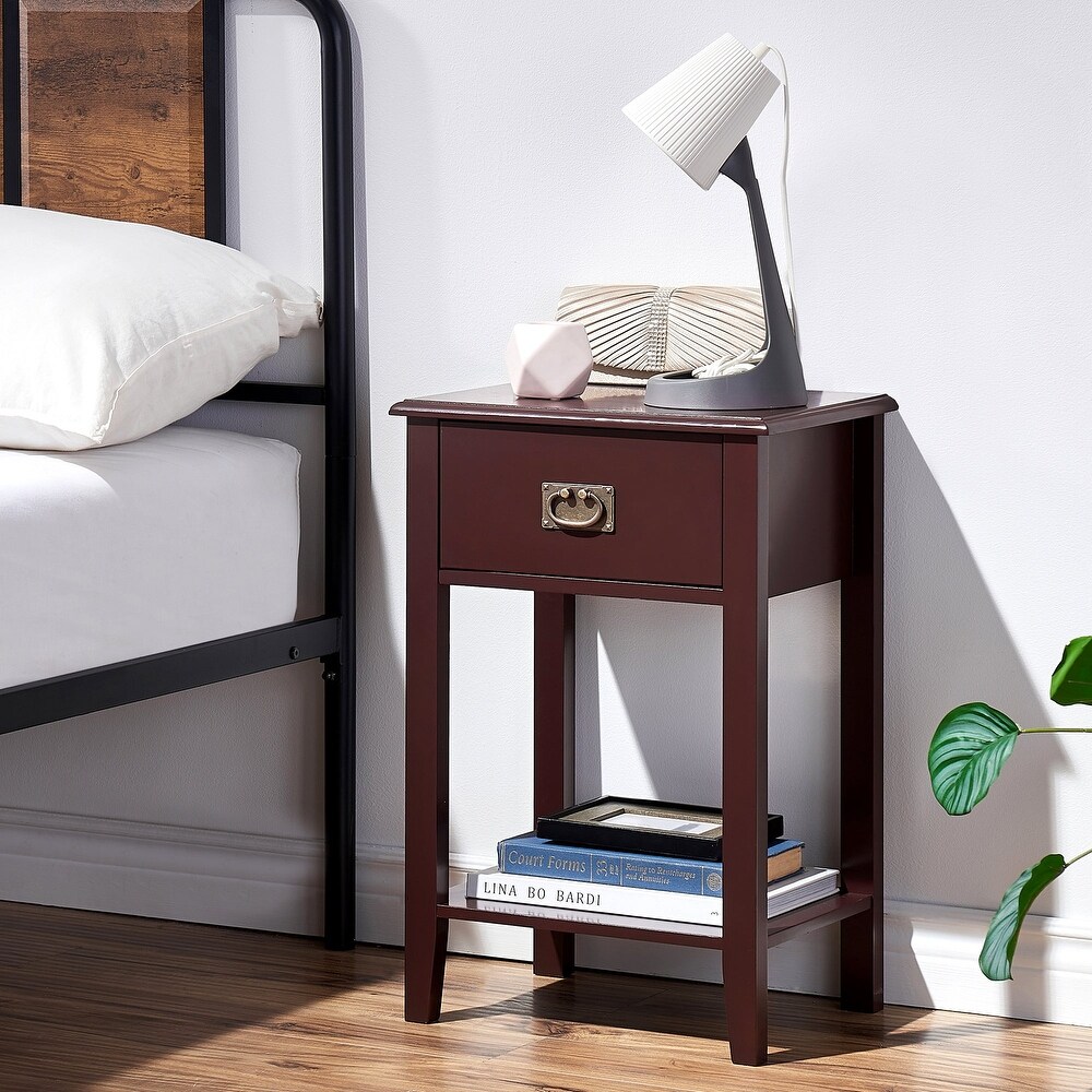 VECELO Wood 2 set Nightstands with 1 Drawer  Black Nightstand with Drawer