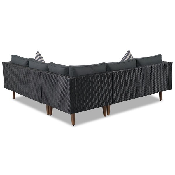 4-pieces Outdoor Wicker L-shape Sectional Sofa Set， Patio Conversation Sets - Overstock - 37543610