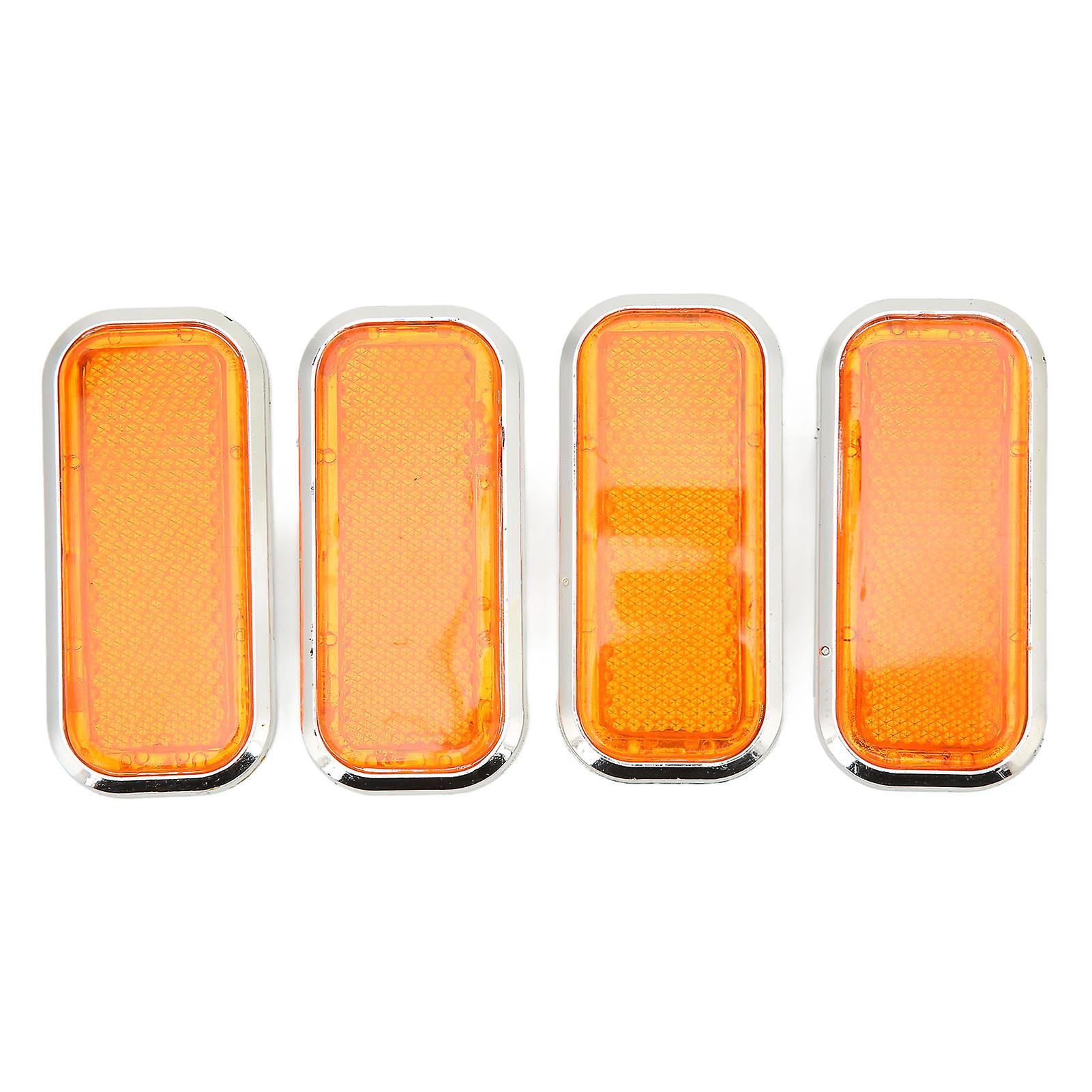 4pcs Rectangular Reflector Safety Abs Reflective Sticker Universal For Car Motorcycleorange