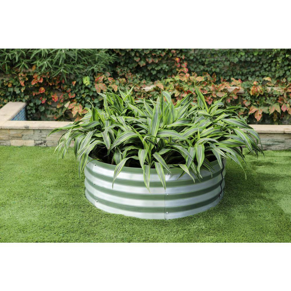 LuxenHome 36 in. Galvanized Metal Round Raised Garden Bed WHPL1270
