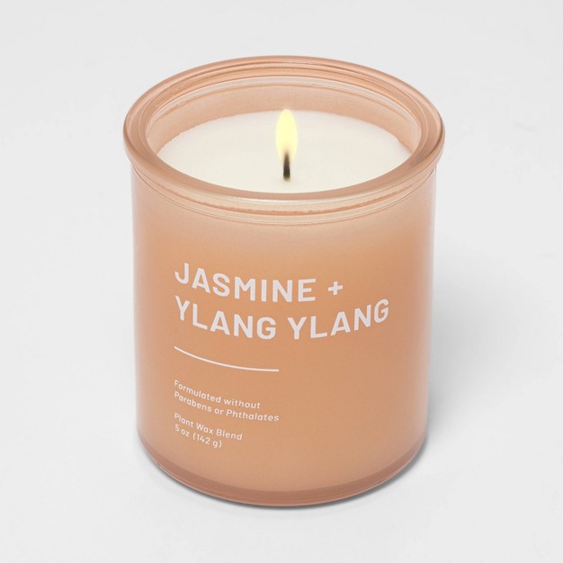 Tinted Glass Jasmine Ylang Ylang Jar Candle Light Orange