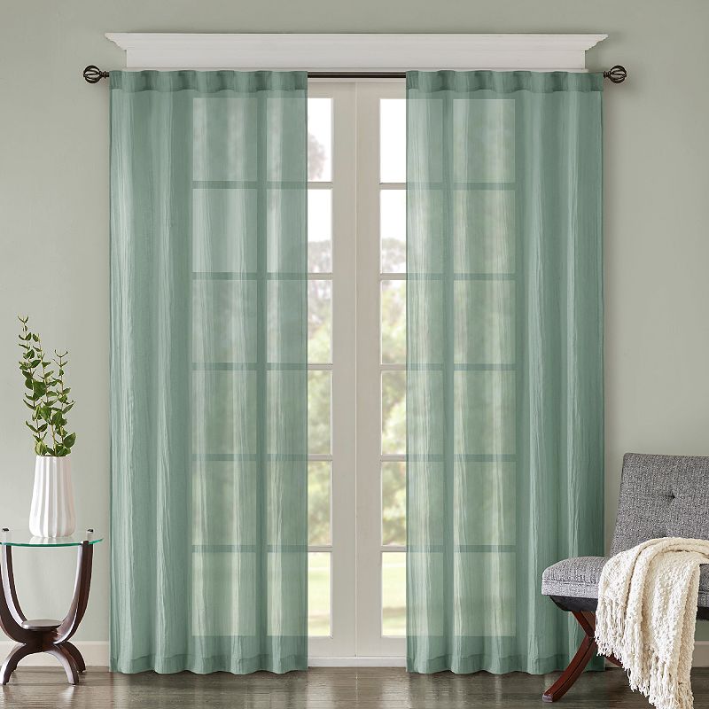 Madison Park 2-pack Kaylee Solid Crushed Sheer Window Curtains