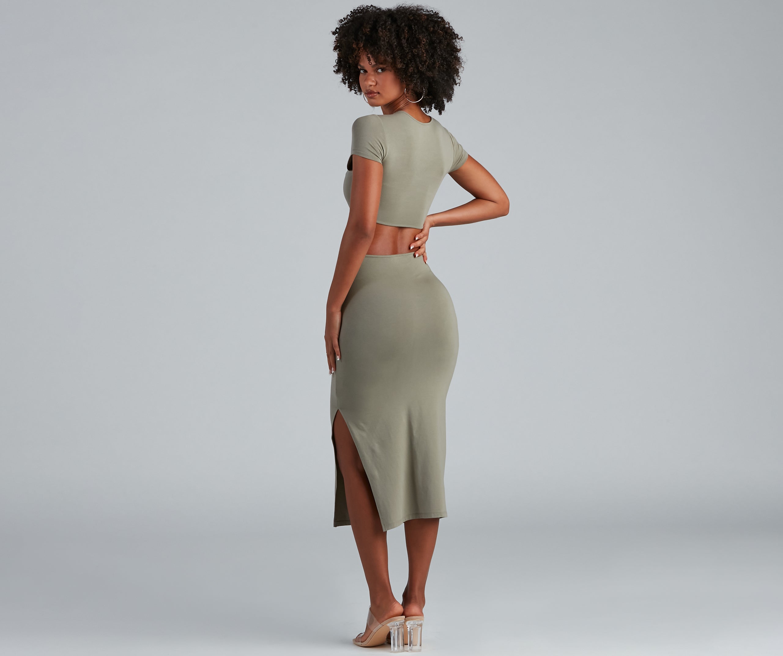 Thinking About Knit Cutout Midi Dress