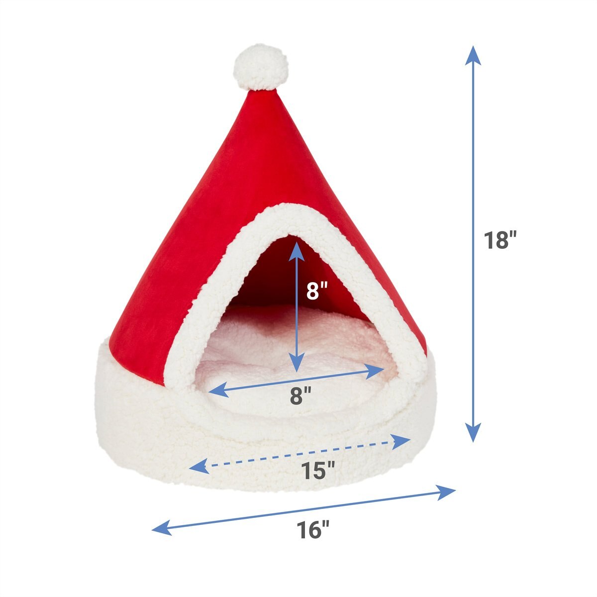 Frisco Holiday Dog and Cat Santa Hat Cave Bed